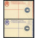 Grenada Postal Stationery Registered Envelopes 1936 2d. and 3d. trial envelopes (size G), each bear