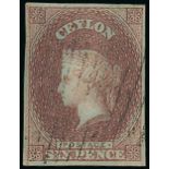 1857 (1 Apr.) Blued Paper, Watermark Star, Imperforate Issued Stamps 6d. purple-brown, large margin