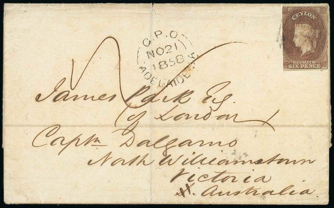 1857 (1 Apr.) Blued Paper, Watermark Star, Imperforate Covers 6d. rate to Australia 1858 entire fro