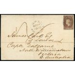1857 (1 Apr.) Blued Paper, Watermark Star, Imperforate Covers 6d. rate to Australia 1858 entire fro