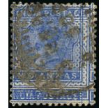 India 1882-85 2a. blue, variety double impression,