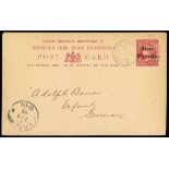 Bermuda Postal Stationery 1893 (24 Aug.) "One Penny" on 1½d. red postal stationery card from Hamilt