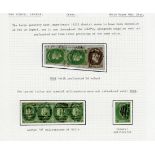 1857-59 White Paper, Watermark Star, Imperforate Issued Stamps 2d. green strip of four (cut-into) e