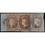 1857-59 White Paper, Watermark Star, Imperforate Issued Stamps 6d. purple-brown (just into at right