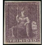 Trinidad 1862-63 (1d.) colour trial in purple on medium wove unwatermarked paper;