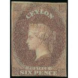 1857 (1 Apr.) Blued Paper, Watermark Star, Imperforate Issued Stamps 6d. purple-brown, unused witho
