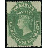 1861-64 Watermark Star Issue Rough perf 14 to 15½ 1/9d. light green, prepared for use but not issue