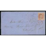 Grenada 1861-62 No Watermark 1863 (24 Mar.) blue wrapper to Edinburgh bearing 6d. dull rose