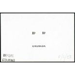 Grenada 1921-33 Watermark Script CA 1½d. die proof of name and value in black on glazed card (92x60