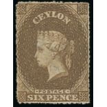 1861-64 Watermark Star Issue Rough perf 14 to 15½ 6d. olive-bistre, unused with part original gum,