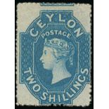 1861-64 Watermark Star Issue Rough perf 14 to 15½ 2/- dull blue, unused without gum, fine.