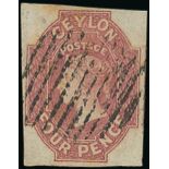 1857-59 White Paper, Watermark Star, Imperforate Issued Stamps 4d. dull rose with mainly large marg