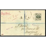 Zululand 1888-93 Issue 1895 (Feb.) envelope registered from Eshowe to New York,
