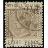 Grenada 1888-91 Provisional Surcharges 2½d. on 8d. 2½d. on 8d. grey-brown, variety surcharge double