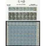 India 1865 Watermark Elephants Head ½a. pale blue block of forty (8x5), being the top five rows of