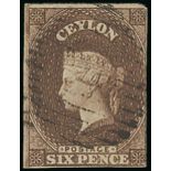 1857-59 White Paper, Watermark Star, Imperforate Issued Stamps 6d. brown with close to large margin
