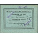 Bürger-Casino Oberstein. Stamm-Actie RM 75, Oberstein 31.12.1924, #78, EF.