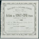 Casino d'Orbe. Action Fr. 25, Orbe 1.11.1903, #128. VF.