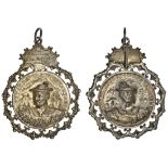 Germany. Love Medal, late 19th-early 20th Century. Bavarian Madonna Taler blown out with high-relie