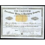 Fairview Consolidated Mining & Developing Company (Colorado) 1881. Boulder County. 1000 shares. No.