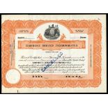 Ediphone Service Incorporated (New Jersey) 1928. One share. No.3. Orange. State seal of New Jersey.