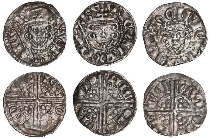 England. Plantagenet Kings. Henry III (1216-1272). Trio of London mint Long-cross Class V Pennies -