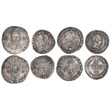 France. Quartet of 16th century silver issues: François II. Teston, 1560 D. Lyon. In name of Henri