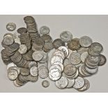 U. S. Silver Coin Assortment. 1964 Kennedy Half Dollars (43 pcs.), several Uncirculated; Washington