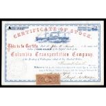 Columbia Transportation Company (Washington Territory) 1863. Vancouver. One share. No.995. Red and