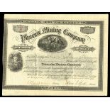 Phoenix Mining Company (Missouri) 1875. 10 shares. No.6. Silver underprint. NE. VF+. One of very fe
