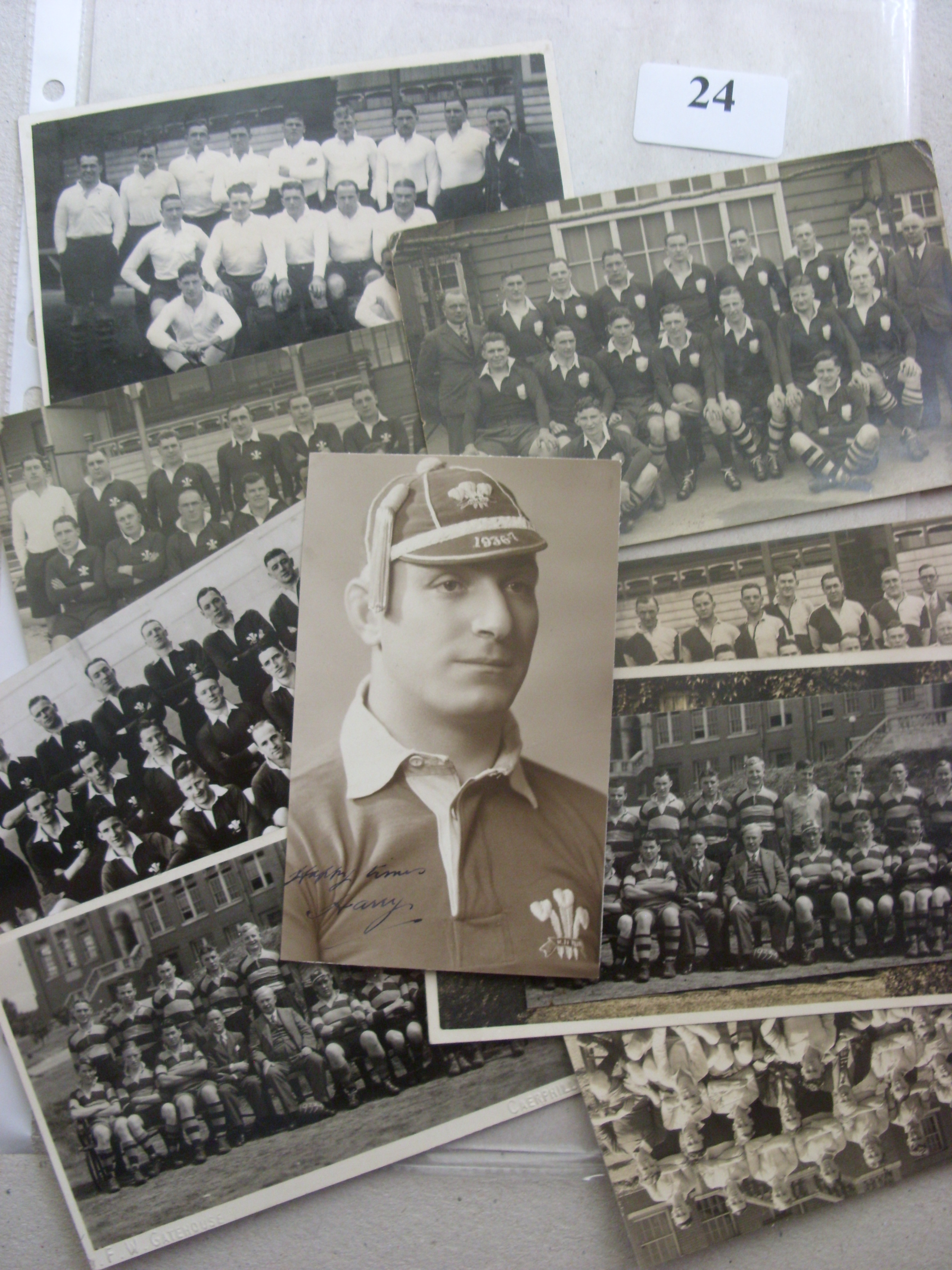 Rugby Union, a collection of 16 original postcard back pictures, mainly team groups, includes Cardif