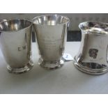 A collection of 3 silver tankards awarded to Eddie Watkins, a Glamorgan Police, Boxing Tournament 19