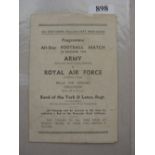1944/45 Army v RAF, a programme from the game played at Doncaster on 07/12/44, crsd, slt tear