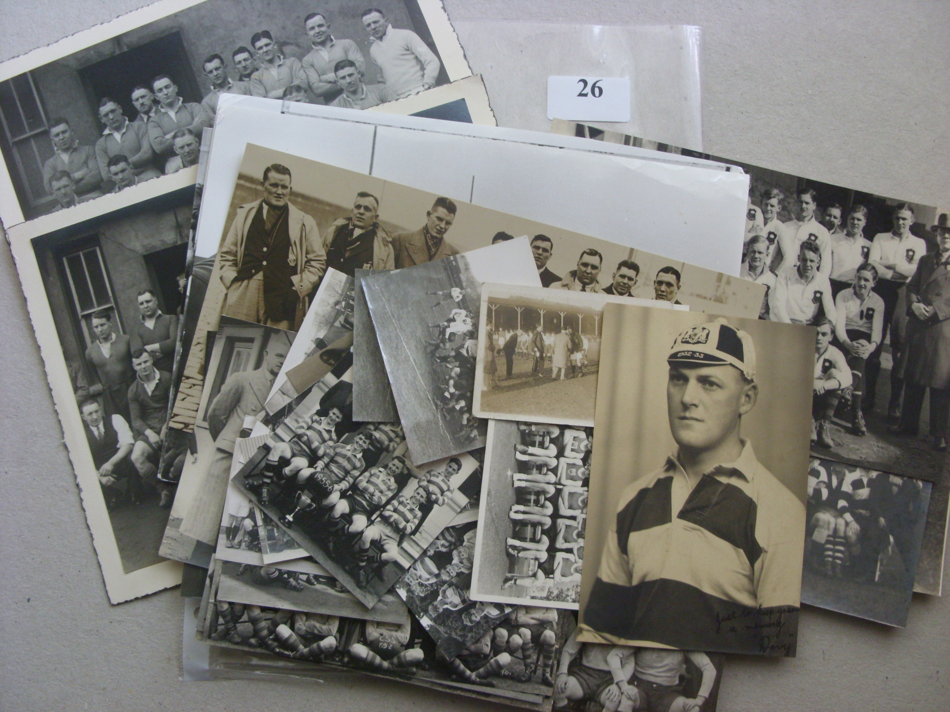 A collection of 30 original photographs, including Rugby League and Union, mostly team groups, from