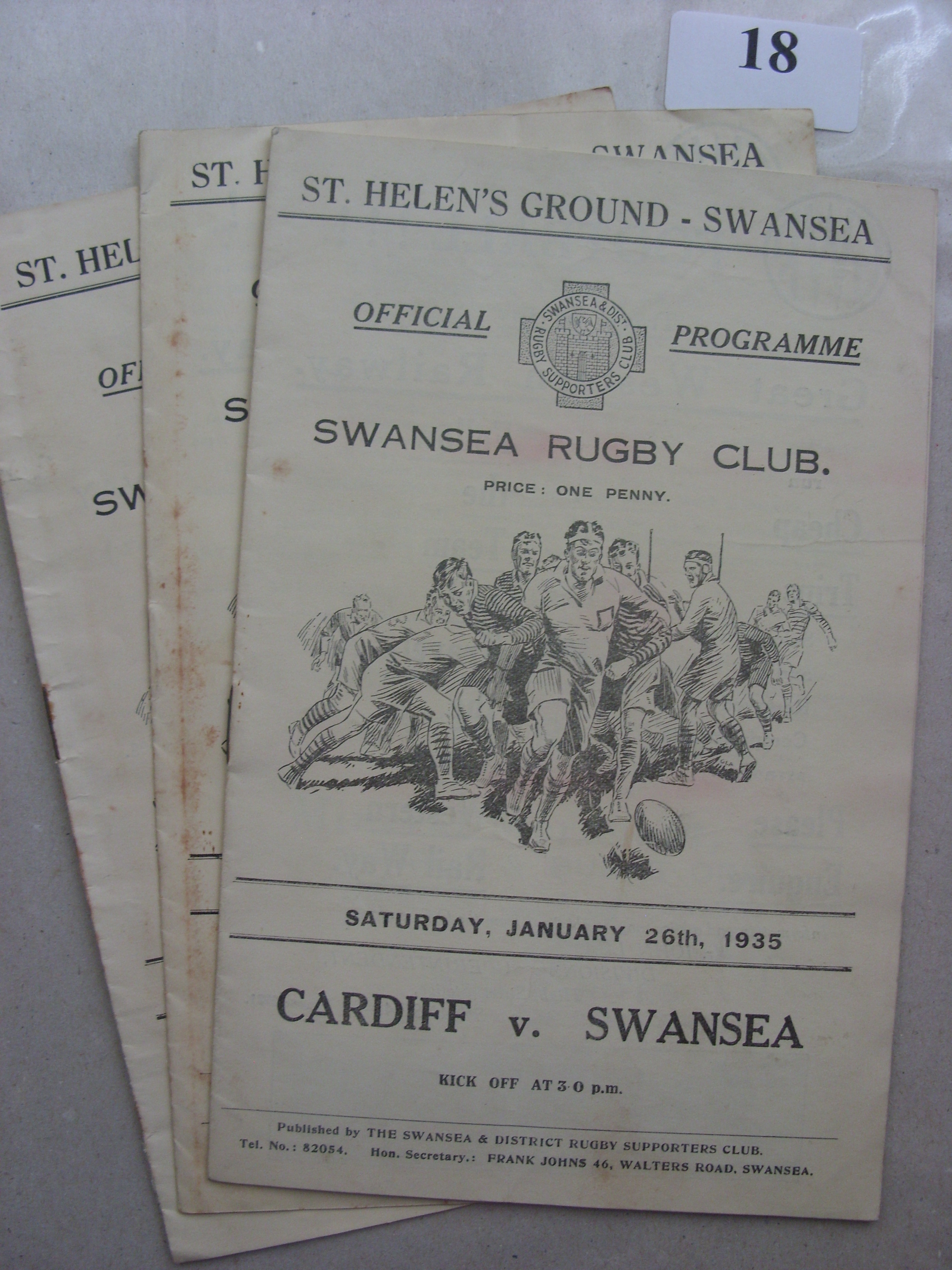 Rugby Union, Swansea v Cardiff, a collection of 3 programmes, in various condition, including 2 with