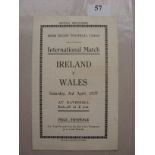 1937 Rugby Union, Ireland v Wales, a programme from the game played at Ravenhill on 03/04/1937, form