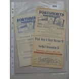 Portsmouth, a pair of programmes from the games played at Fratton Park, 12/12/45 FA XI v Combined Se