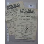 1943/44 Crystal Palace, a pair of programmes for games played at Selhurst Park, in various condition