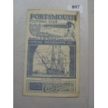 1942/43 Royal Navy v Royal Marines, a programme from the game played at Portsmouth on 31/10/1942, sl