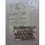 1935/1936 Rugby Union, Cardiff v New Zealand, a programme from the game played on 26/10/1935, in poo