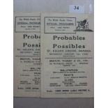 Rugby Union, Probables v Possibles, a pair of programme for games played at Swansea on 01/01/1938 an