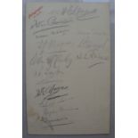 1938 Rugby Union, Wales v England, an autographed menu for the dinner held at the Queens Hotel, Card