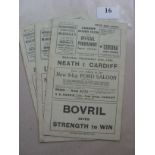 1934/35 Rugby Union, a collection of 3 home programmes, Swansea, Neath and Llanelly, formerly belong