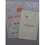 1938 Rugby Union, Wales v Ireland, a programme from the game played at Swansea on 12/03/1938, plus a