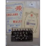 1938 Rugby Union, Wales v England, a programme from the game played at Cardiff on 15/01/1938, plus a