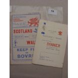 1939 Rugby Union, Wales v Scotland, a programme from the game played at Cardiff on 04/02/1939, adhes