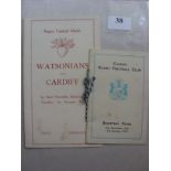 1934/1935 Rugby Union, Watsonians v Cardiff, a programme from the game played on 01/01/1935, plus a