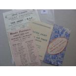 Rugby Union, a collection of 4 match programmes, 01/11/1941 Army v RAF at Richmond, 09/01/1943 East