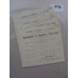 1924 Leeds Utd, a collection of 4 shareholders & supporters trust fund vouchers, all signed by J P S