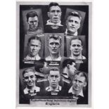 POSTCARD-GERMANY-ENGLAND 1938    Postcard showing head and shoulders pictures of the England team